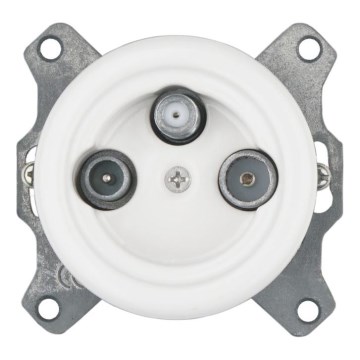 Bohemia-Design - Posliininen retro TV/SAT-W-pistorasia, kehyksetön, valkoinen