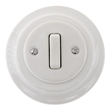 Bohemia-Design - posliininen retro-yksiosainen ovikellopainike kehyksellä, valkoinen