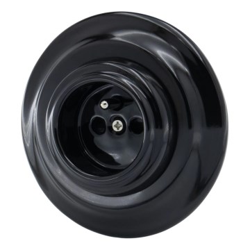 Bohemia-Design - Posliininen retroseinäpistorasia kehyksellä 250V/16A, musta