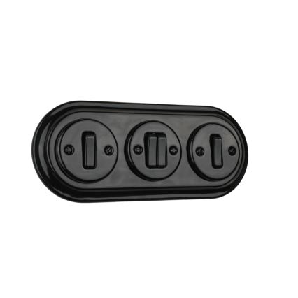 Bohemia-Design - Posliininen retrotyylinen kolmiosainen kehys, musta