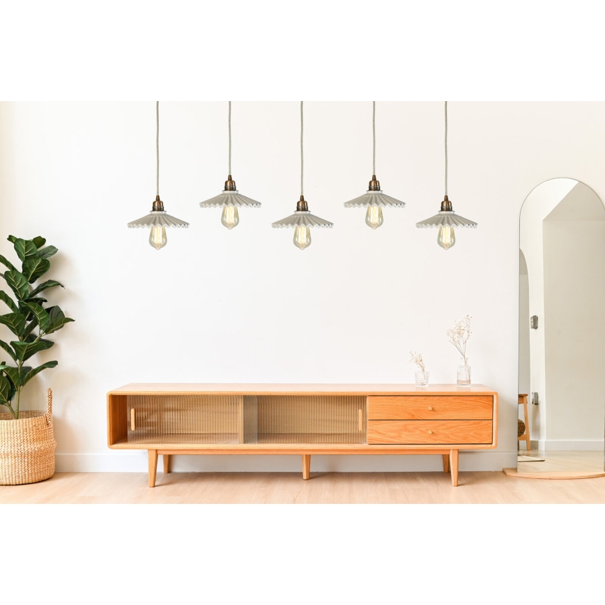 Bohemia-Design - Posliininen riippuvalaisin vaijerilla 1xE27/60W/230V