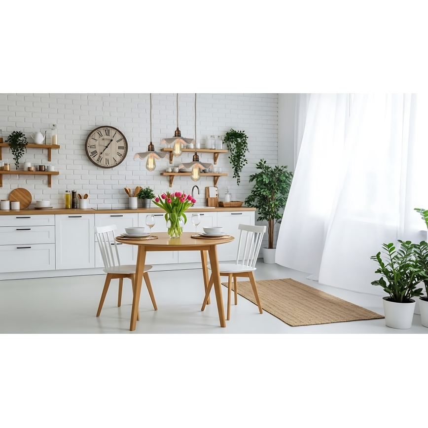Bohemia-Design - Posliininen riippuvalaisin vaijerilla 1xE27/60W/230V
