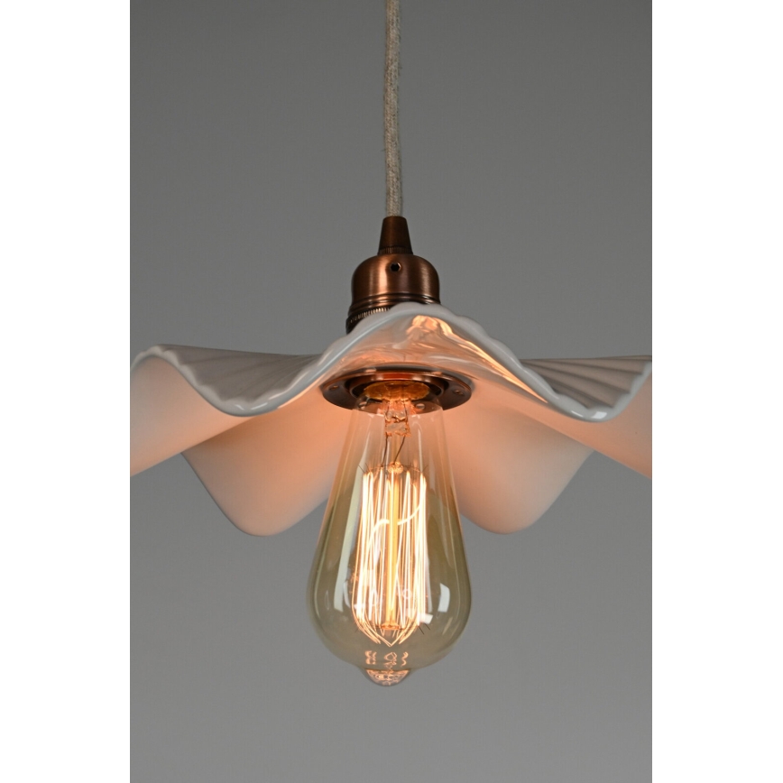 Bohemia-Design - Posliininen riippuvalaisin vaijerilla 1xE27/60W/230V