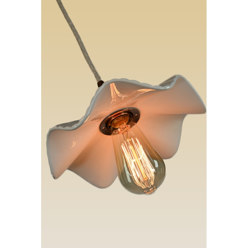 Bohemia-Design - Posliininen riippuvalaisin vaijerilla 1xE27/60W/230V