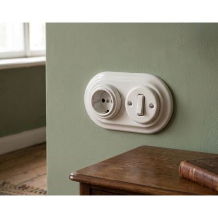 Bohemia-Design - Valkoinen posliininen kaksiosainen retrokehys