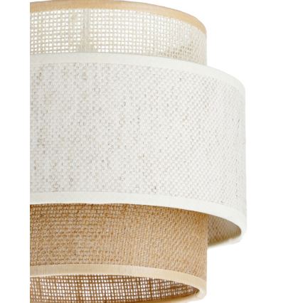 BOHO-riippuvalaisin johdolla 1xE27/60W/230V, halkaisija 20 cm, valkoinen/juutti