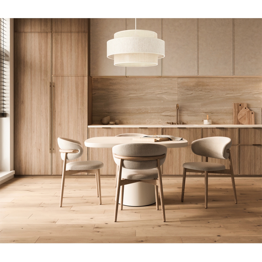 BOHO-riippuvalaisin narulla 1xE27/60W/230V halkaisija 40 cm kerma/juutti