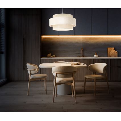 BOHO-riippuvalaisin narulla 1xE27/60W/230V halkaisija 40 cm kerma/juutti