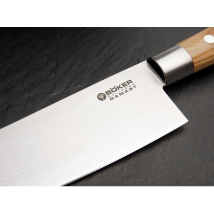 Böker - Damaskusteräinen keittiöveitsi DAMAST OLIVE 21,2 cm oliivipuukahva
