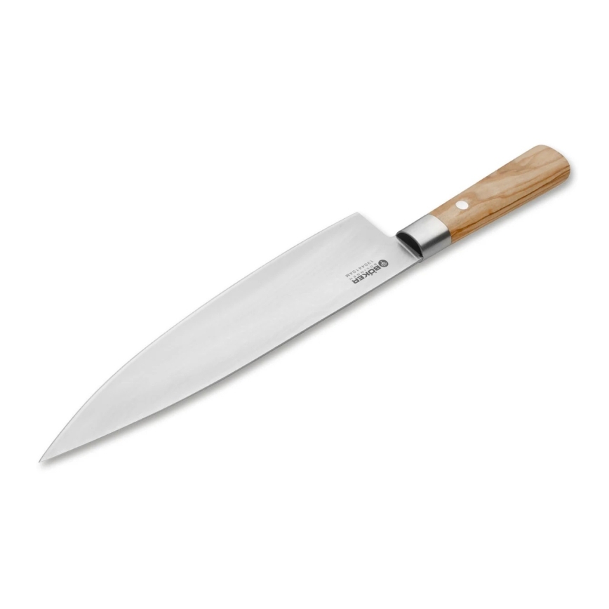 Böker - Damaskusteräinen keittiöveitsi DAMAST OLIVE 21,2 cm oliivipuukahva