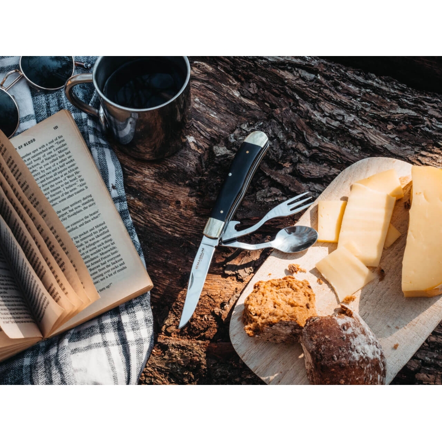 Böker - Taskuveitsi Magnum Bon Appetite 18,7 cm pakka, jossa aterimet