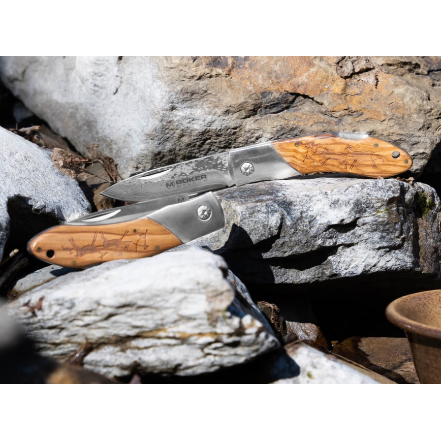 Böker - Magnum Caveman, damaskiteräinen taskuveitsi 19,4 cm