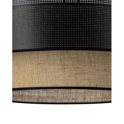 BORHO-riippuvalaisin johdolla 1xE27/60W/230V, halkaisija 40 cm, musta/juutti