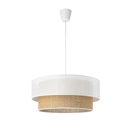 BORHO-riippuvalaisin johdolla 1xE27/60W/230V, halkaisija 40 cm, valkoinen/juutti