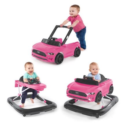 Bright Starts - Lasten kävelytuki 3-in-1 FORD MUSTANG pinkki