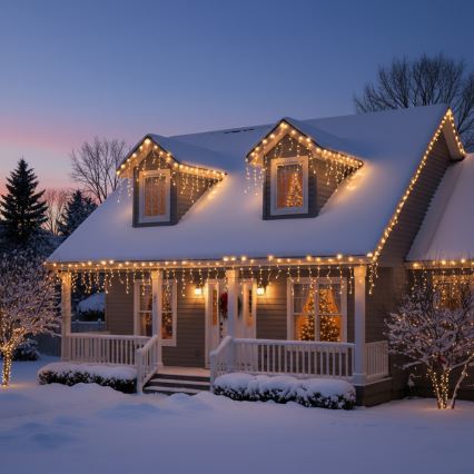 Brilagi - 23 m LED-ulkovaloketju, 400 LED / 8 toimintoa, IP44, lämmin valkoinen