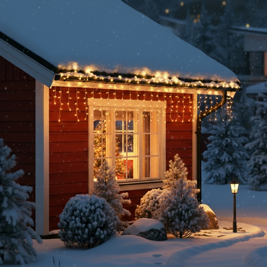 Brilagi - 23 m LED-ulkovaloketju, 400 LED / 8 toimintoa, IP44, lämmin valkoinen