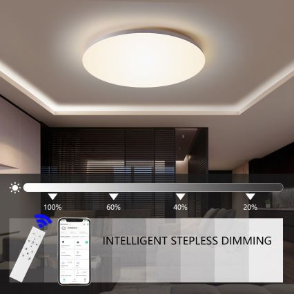 Brilagi – himmennettävä äly-LED-kattovalaisin, 24 W, 230 V, Ø 38 cm, 3000–6000 K, Wi‑Fi (Tuya Beacon) + kaukosäädin