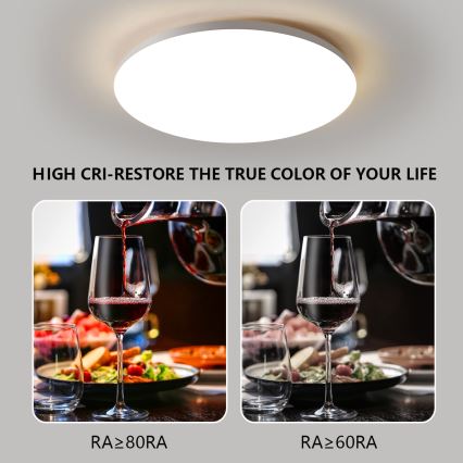 Brilagi – himmennettävä äly-LED-kattovalaisin, 24 W, 230 V, Ø 38 cm, 3000–6000 K, Wi‑Fi (Tuya Beacon) + kaukosäädin