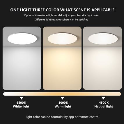 Brilagi – himmennettävä äly-LED-kattovalaisin, 24 W, 230 V, Ø 38 cm, 3000–6000 K, Wi‑Fi (Tuya Beacon) + kaukosäädin