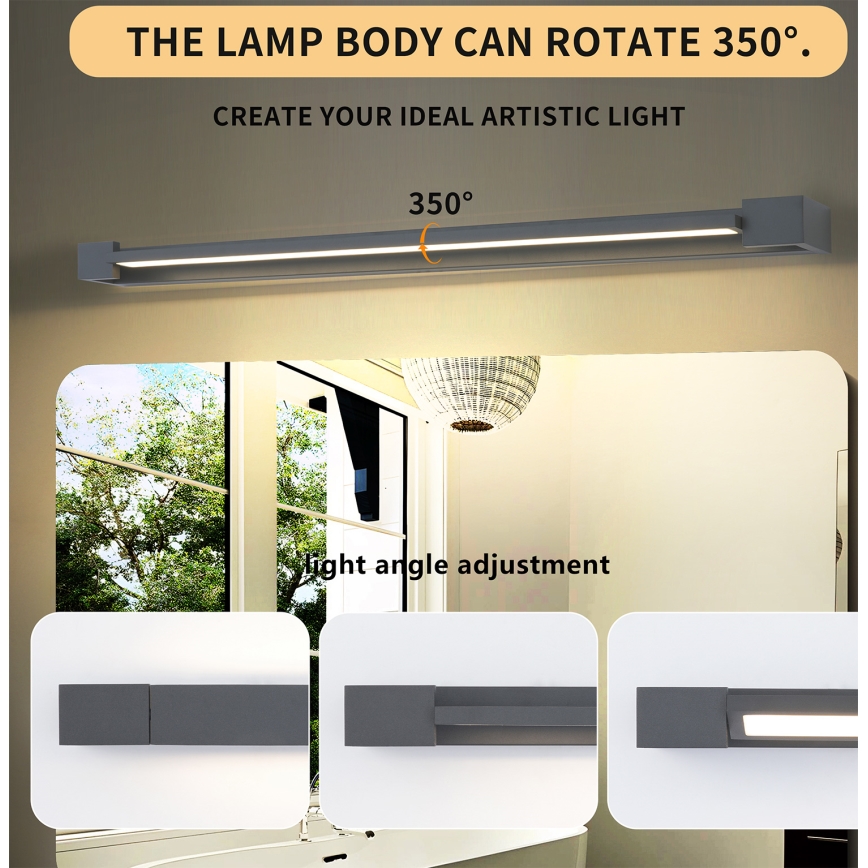 Brilagi - LED-kylpyhuoneen peilivalaisin AQUA LINE LED/24W/230V 90 cm IP44 antrasiitti CRI 90