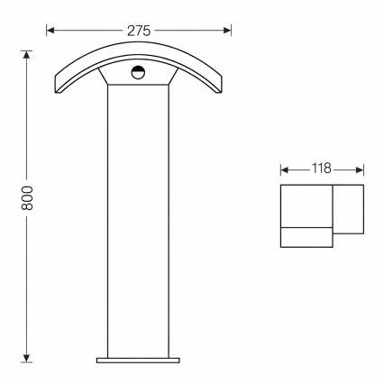 Brilagi - LED-ulkovalaisin liiketunnistimella ARCELO LED/9W/230V 80 cm IP54