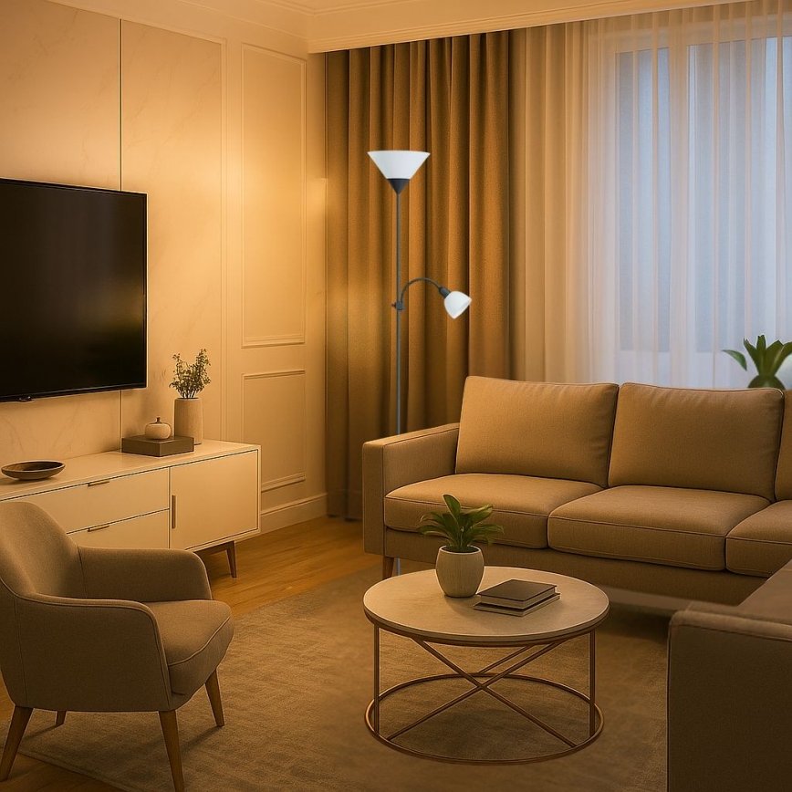 Brilagi - ARIANA lattiavalaisin 1xE27/100W/230V + 1xE14/25W musta