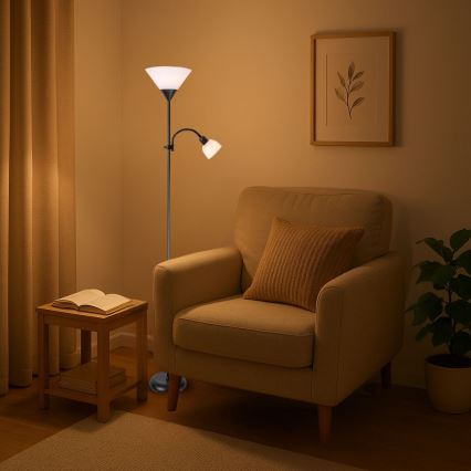 Brilagi - ARIANA lattiavalaisin 1xE27/100W/230V + 1xE14/25W musta