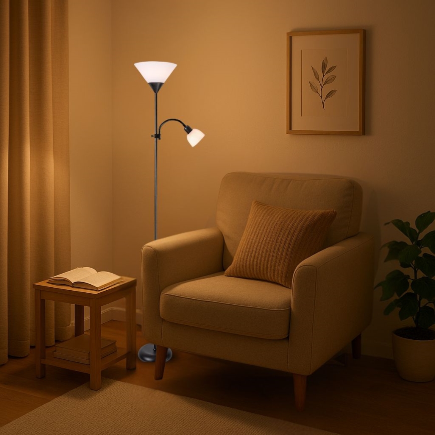 Brilagi - ARIANA lattiavalaisin 1xE27/100W/230V + 1xE14/25W musta