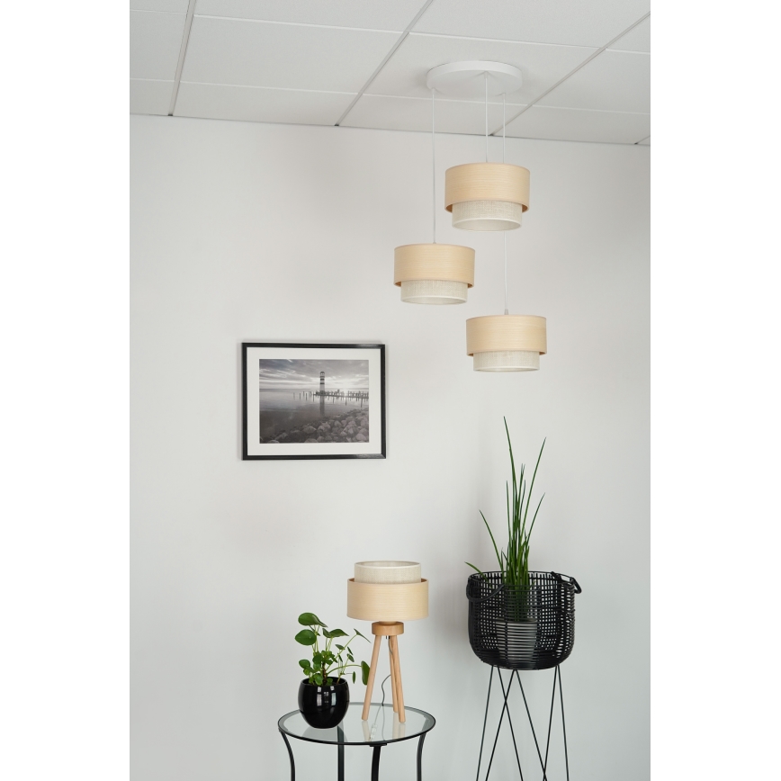 Brilagi - Riippuvalaisin ARIZONA BOHO 3xE27/15W/230V beige/valkoinen
