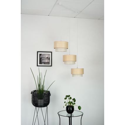 Brilagi - Riippuvalaisin ARIZONA BOHO 3xE27/15W/230V beige/valkoinen