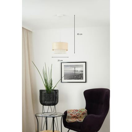 Brilagi - Riippuvalaisin ARIZONA BOHO 1xE27/15W/230V halkaisija 25 cm beige/valkoinen
