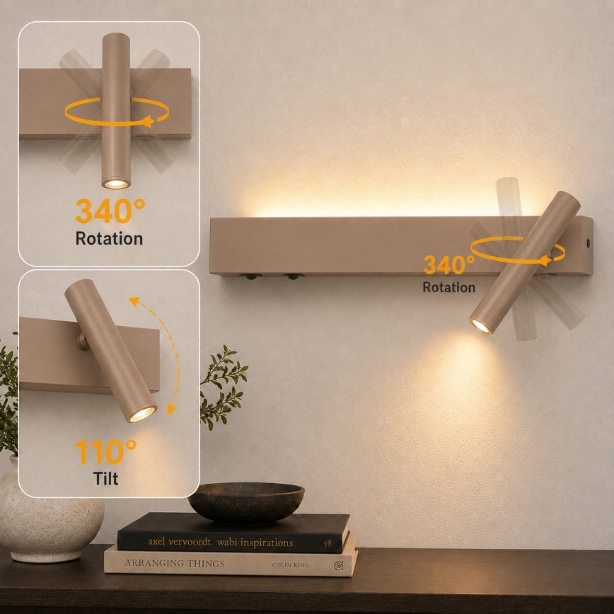 BRILAGI - ARLIX LED-seinäkohdevalaisin LED/3W/230V + LED/7W beige CRI 90