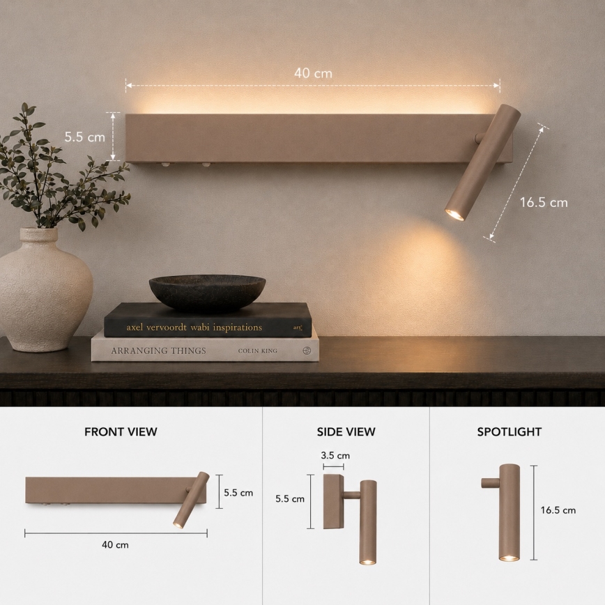 BRILAGI - ARLIX LED-seinäkohdevalaisin LED/3W/230V + LED/7W beige CRI 90