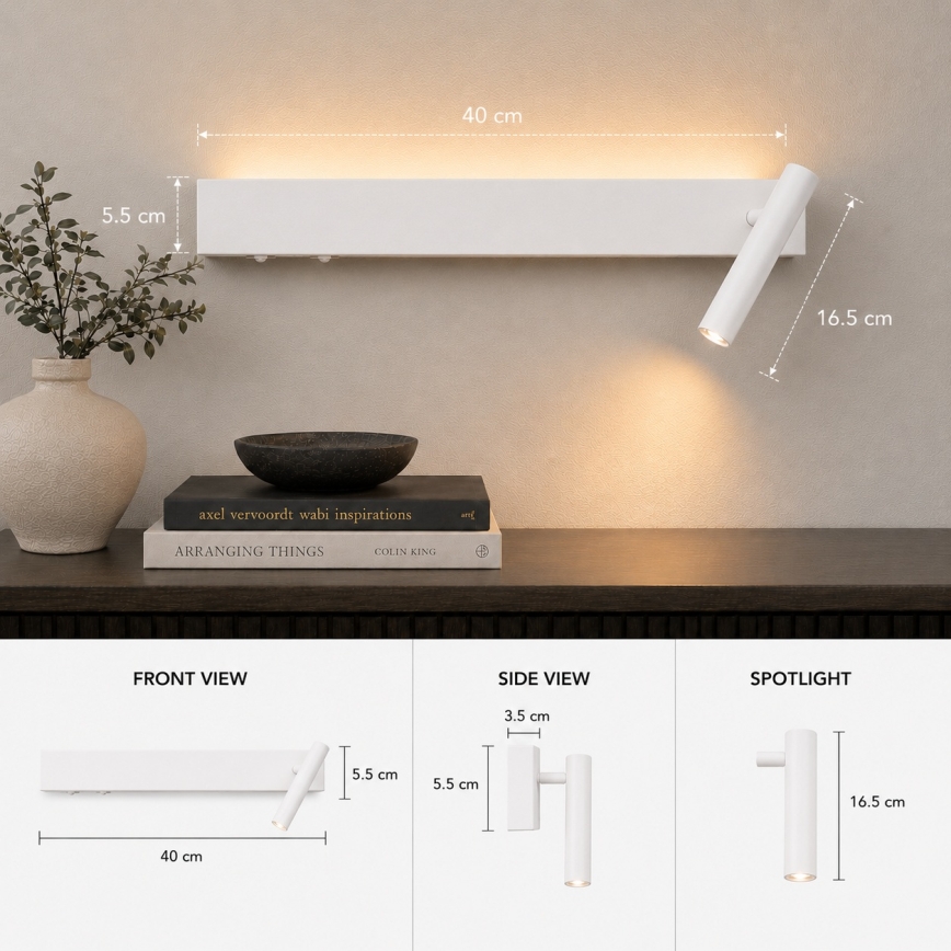 BRILAGI - ARLIX LED-seinäspottivalaisin LED/3W/230V + LED/7W, valkoinen, CRI 90