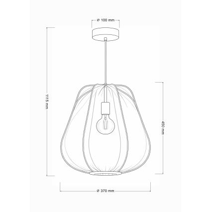 Brilagi - ARVEN LED-riippuvalaisin vaijerilla 1xE27/8W/230V Ø 37 cm musta