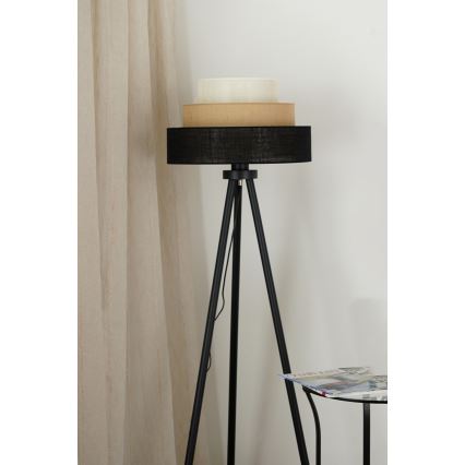 Brilagi - Lattiavalaisin ASPEN LUNETA 1xE27/15W/230V musta/beige/kerma