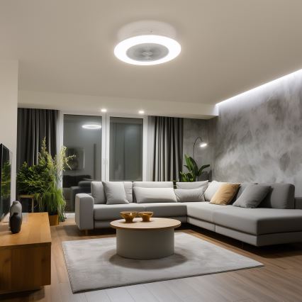 Brilagi - LED himmennettävä valaisin tuulettimella AURA LED/38W/230V 3000-6000K hopea + kaukosäädin