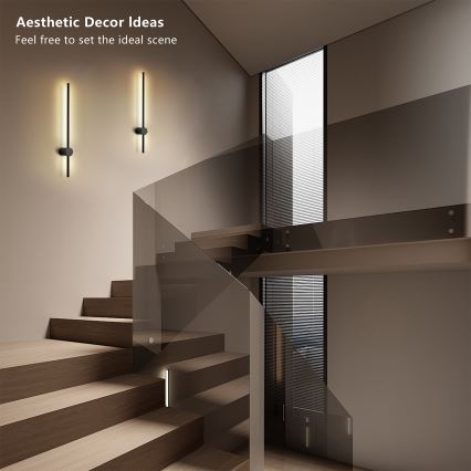 Brilagi - LED ulkoseinävalaisin AURA LED/12W/230V 3000K IP54 65 cm musta CRI 90