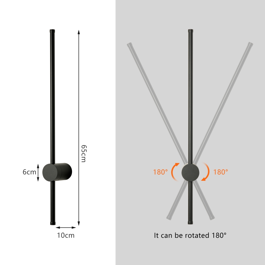 Brilagi - LED ulkoseinävalaisin AURA LED/12W/230V 3000K IP54 65 cm musta CRI 90