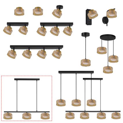 Brilagi - AURA LUX riippuvalaisin kaapelilla 3xGX53/30W/230V musta/kultainen