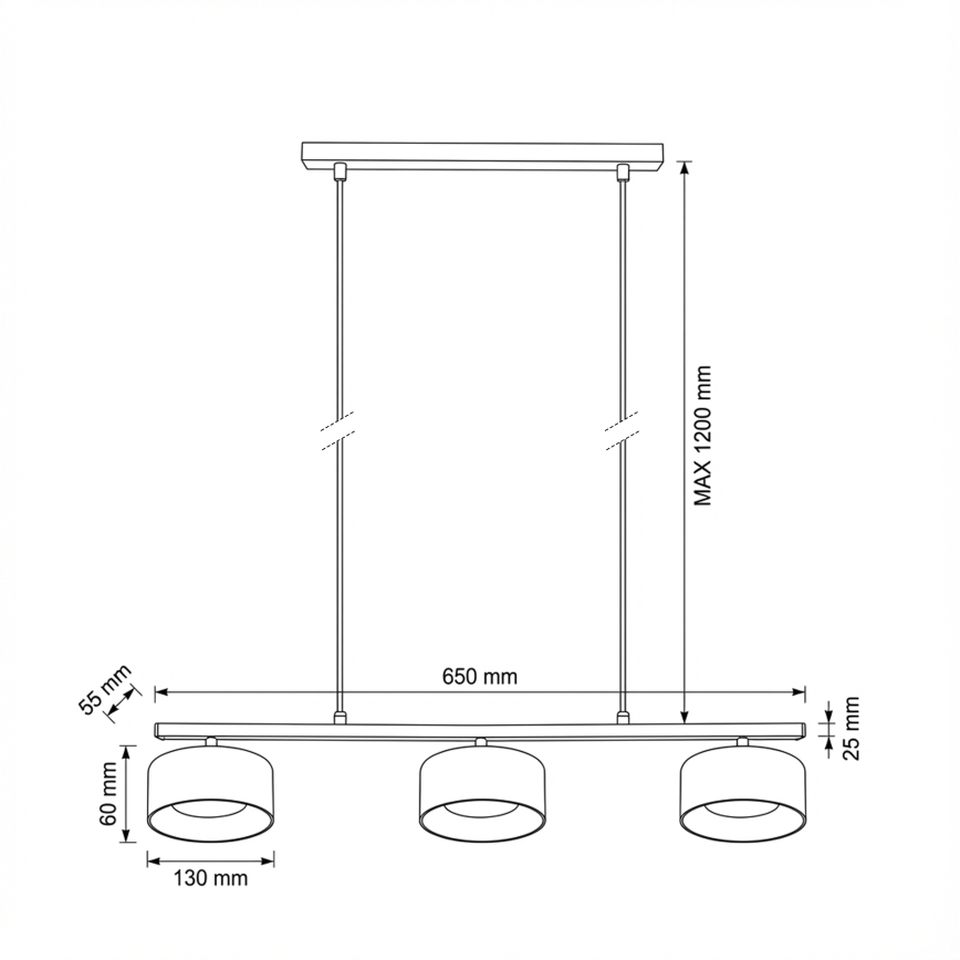 Brilagi - AURA LUX riippuvalaisin kaapelilla 3xGX53/30W/230V musta/kultainen