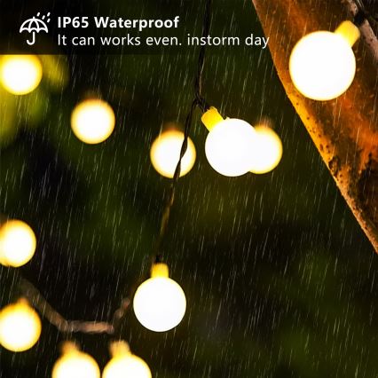 Brilagi - LED-aurinkokennolla toimiva koristevalosarja BUBBLE 200 LED/8 toimintoa 20 m IP65 lämmin valkoinen 800 mAh