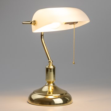 Brilagi - BANK OFFICE pöytävalaisin 1xE27/60W/230V kultainen/valkoinen