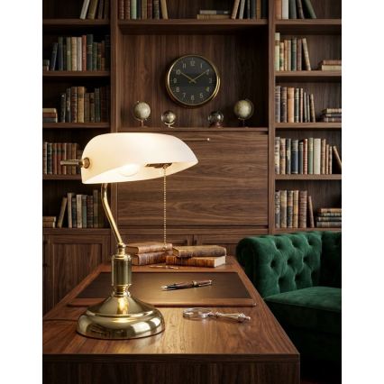 BRILAGI - BANK OFFICE pöytävalaisin 1xE27/60W/230V kultainen/valkoinen