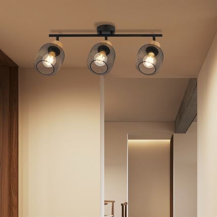 Brilagi - BASKLITE spottivalaisin 3xE27/15W/230V puu/musta