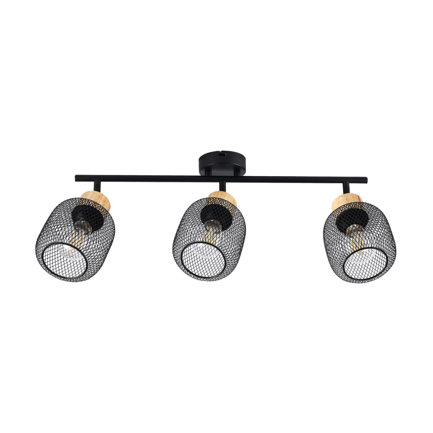 Brilagi - BASKLITE spottivalaisin 3xE27/15W/230V puu/musta