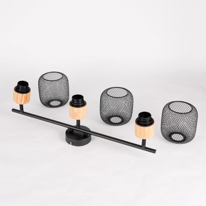 Brilagi - BASKLITE spottivalaisin 3xE27/15W/230V puu/musta