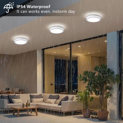 Brilagi - BENE LED/24W/230V ulkokattovalaisin, Ø 26 cm, valkoinen, IP54