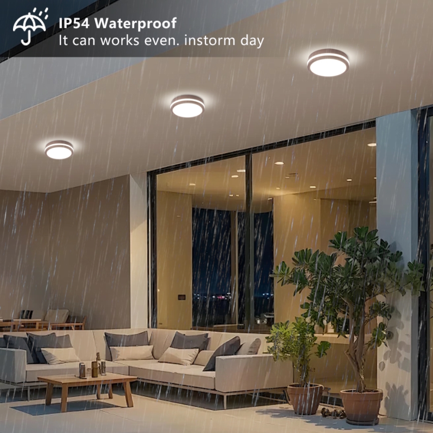 Brilagi - BENE LED-ulkokattovalaisin 18W/230V Ø 21,5 cm, ruskea, IP54